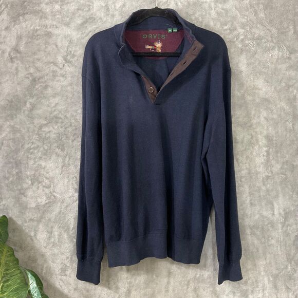 ORVIS FLY FISHING SWEATER MERINO WOOL PULLOVER 1/4 button MEN'S SZ XL Bloke Core - Picture 2 of 12
